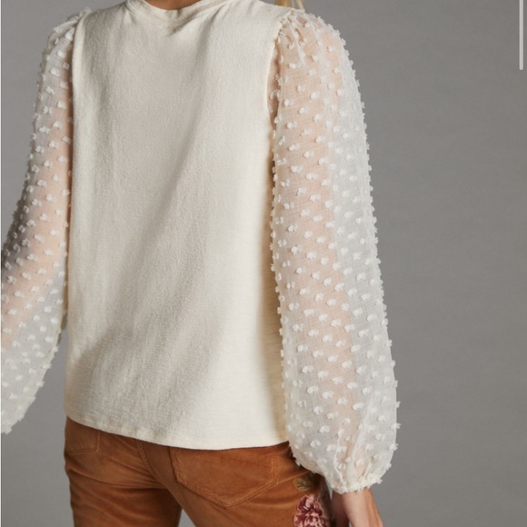 Maeve Anthropologie Textured Sleeve Top Size Small - Picture 2 of 8